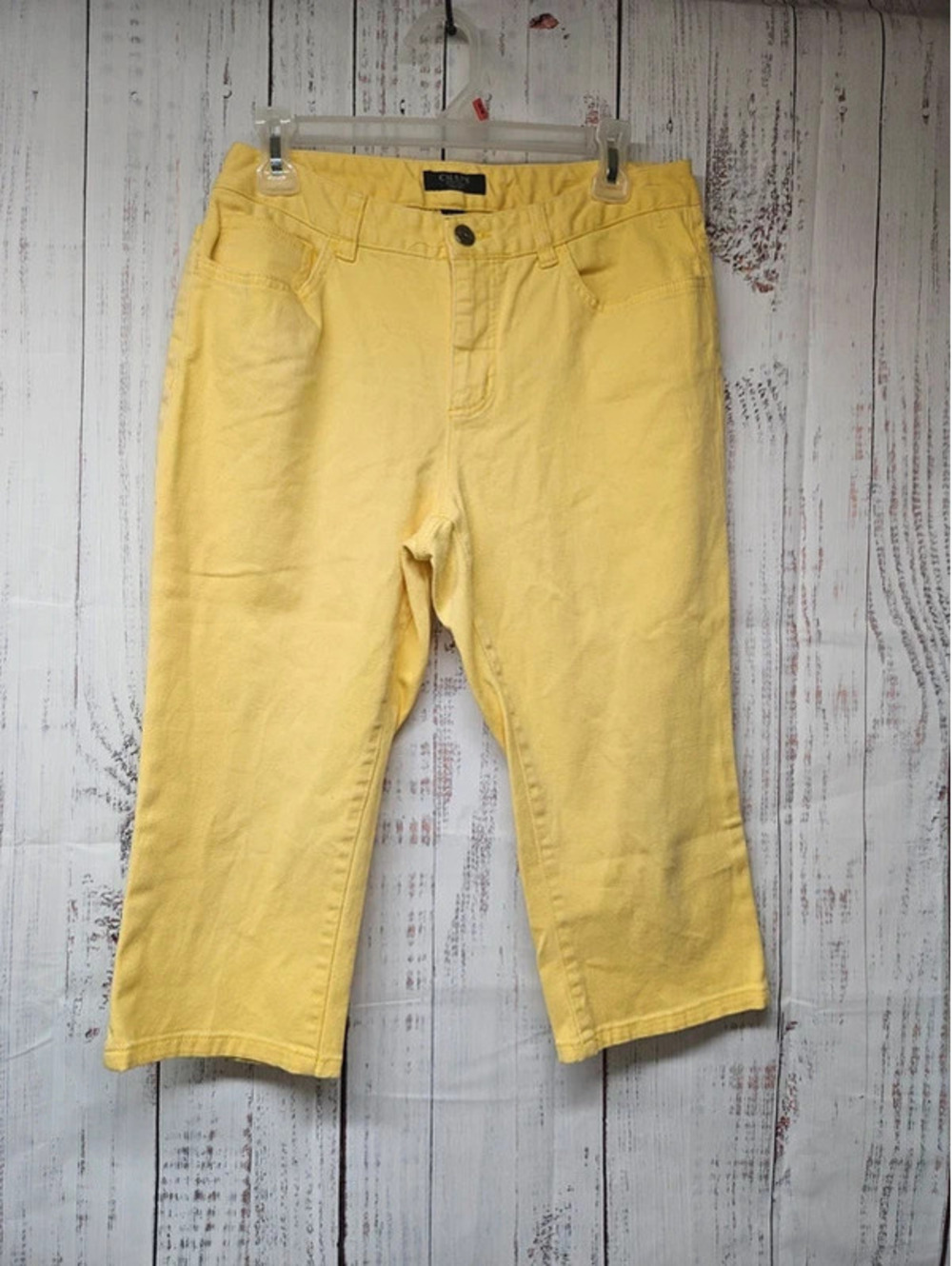 Chaps Women’s 12P Petite Yellow Capri Pants Stretch Cotton Cropped 5 Pocket